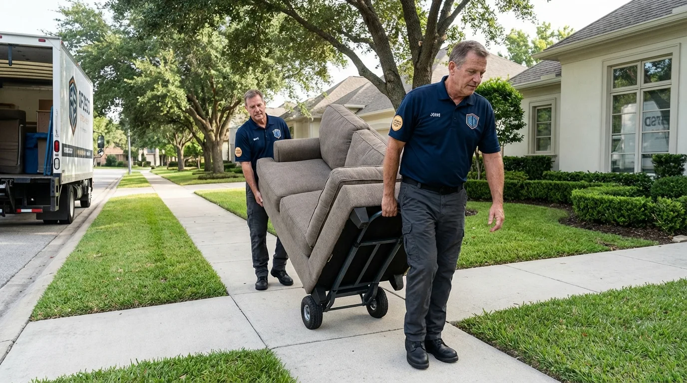 Local residential moving crew loading furniture in Hudson, WI